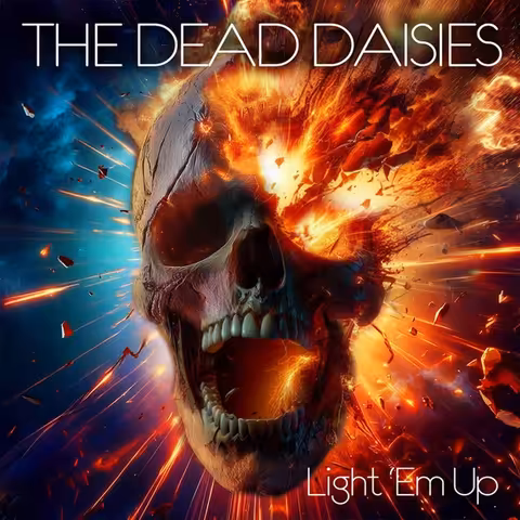 Front cover of Light 'Em Up by The Dead Daisies, the 2024 studio album released on SPV with John Corabi back on lead vocals.