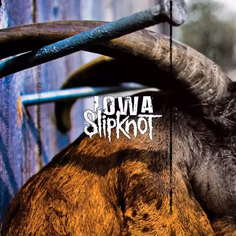 Cover artwork for Iowa by Slipknot, featuring a goat skull against a stark black background.