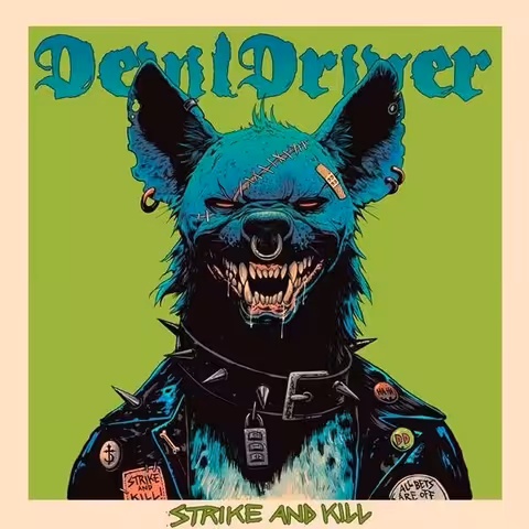 Album artwork showing a snarling blue and black hyena in a studded leather jacket against a lime green background