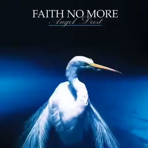 Front cover of Angel Dust showing Werner Krutein's airbrushed great egret photograph against a soft blue sky.