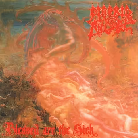 Cover art of Blessed Are the Sick by Morbid Angel, the 1991 death metal album, using Jean Delville's 1895 symbolist painting Les Tresors de Satan