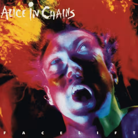 Rocky Schenck's multiple-exposure portrait of Alice in Chains bassist Mike Starr used as the front cover of the 1990 Columbia album Facelift