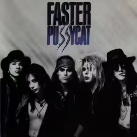 Album cover of Faster Pussycat's self-titled 1987 debut, the glam-metal band's first release on Elektra Records.