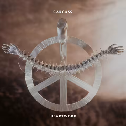 Ultimate edition reissue cover of Carcass Heartwork showing H. R. Giger's biomechanical Life Support sculpture.