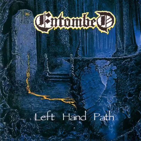 Cover art of Left Hand Path by Entombed, the 1990 Swedish death metal debut painted by Dan Seagrave