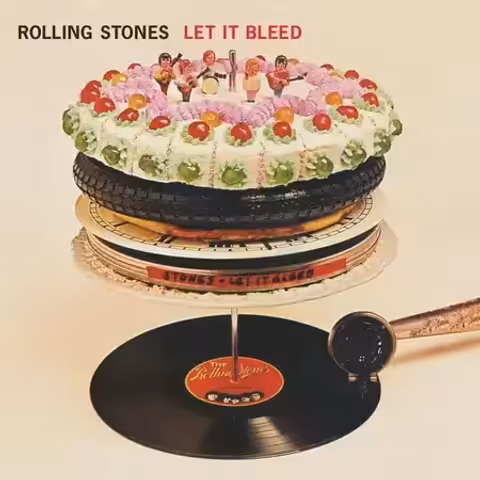Let It Bleed by The Rolling Stones: cover art with the absurd cake-and-tyre sculpture by Robert Brownjohn.