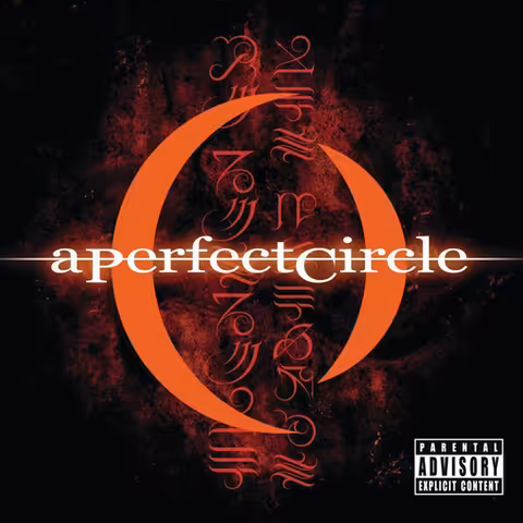 Front cover of Mer de Noms by A Perfect Circle, featuring Billy Howerdel's calligraphic sigil that decodes as 'La Cascade des Prenoms' (the waterfall of first names).