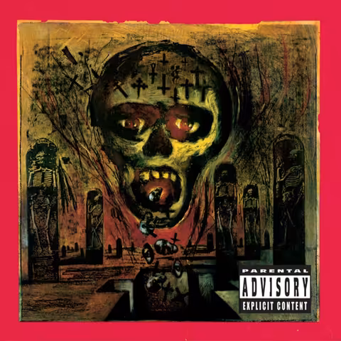 Cover of Slayer's 1990 album Seasons in the Abyss, Def American Records, with Larry Carroll's dark surrealist artwork.