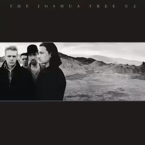 Front cover of The Joshua Tree by U2, designed by Steve Averill from Anton Corbijn photography in the Mojave Desert.