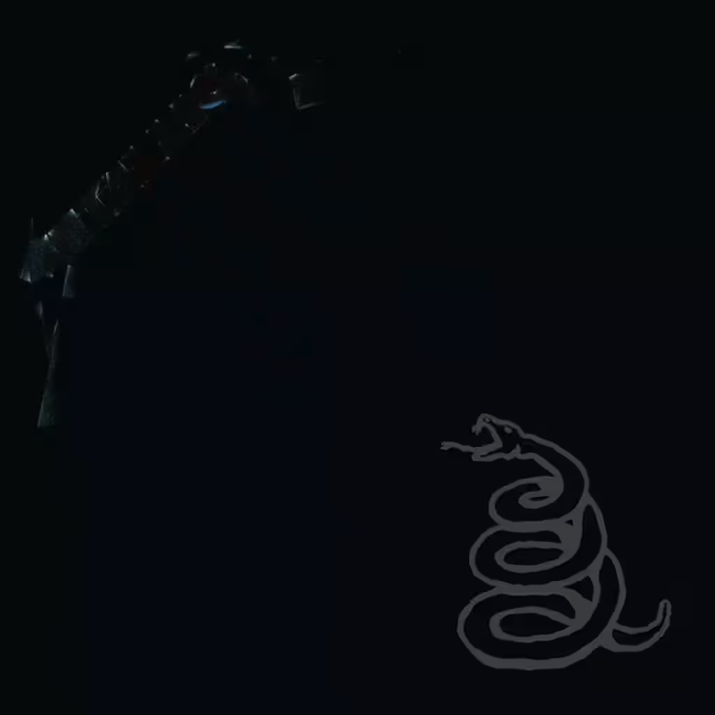 The all-black cover of Metallica's self-titled 1991 album, the Black Album.