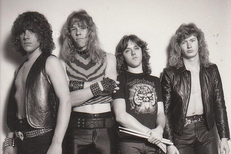 Original Metallica lineup with Ron McGovney, James Hetfield, Lars Ulrich and Dave Mustaine